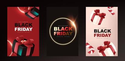 Set of  Black friday sale promotion poster banner layout design template vector