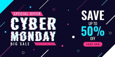 Cyber monday sale banner template design for advertising poster or business promotion vector