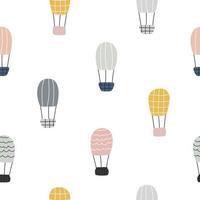 Seamless background cartoon pattern balloons floating in the sky Hand drawn design in children's style. Use for prints, wallpapers, decorations, textiles, vector illustrations.