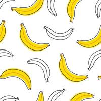 Fruit background for kids Banana seamless pattern, hand drawn design in cartoon style. Use for prints, wallpapers, decorations, textiles, vector illustrations.