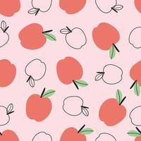 Fondo de fruta de diseño dibujado a mano de patrones sin fisuras de manzana roja en estilo de dibujos animados utilizado para impresión, papel tapiz, decoración, patrón de ropa textil. ilustración vectorial vector