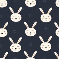 Seamless pattern A rabbit with a pink face and smiling happy Cute animal cartoon character Used for print, background, gift wrap, children's clothing, textile, vector illustration