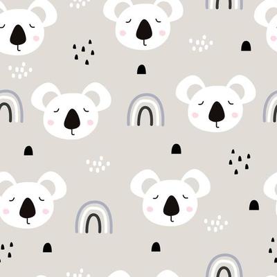 Cartoon animal background for kids koala face with rainbow hand drawn  seamless vector pattern in children's style Used for printing, wallpaper,  decoration, fabric, textile. 4257169 Vector Art at Vecteezy