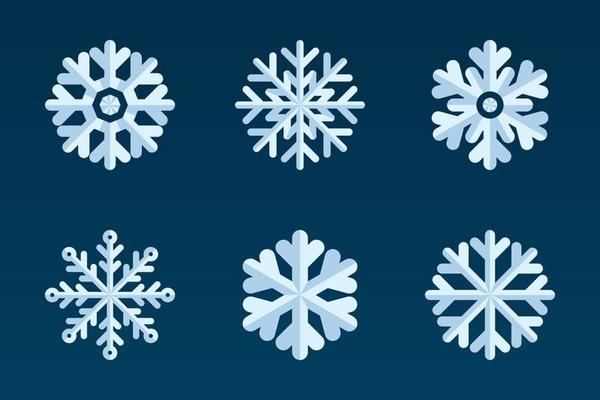 Snowflake Collection. Flat Style. Set of Christmas and Winter Traditional icons for logo, print, sticker, emblem, label, badge, greeting and invitation card design