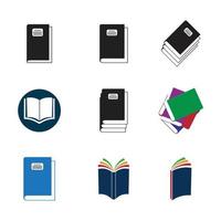 aplicación de iconos de plantilla de logotipo y símbolos de lectura de libros vector