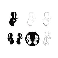 pregnant woman line art symbols template vector