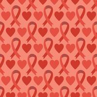 Seamless pattern with red ribbon - AIDS HIV awareness symbol. Vector background. Backdrop texture for health care medical concept. World aids day