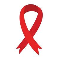 Red ribbon - emblem symbol for AIDS HIV awareness isolated on white. Vector illustration. Clip art, design element for healthcare medical concept