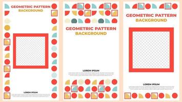 colorful geometric pattern social media stories template vector