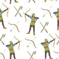 Seamless pattern with medieval archers vector