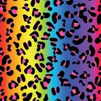 Colorful leopard seamless pattern. Claassic rainbow colored gradient background. vector