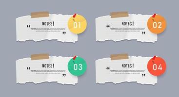 Text box design with note papers. vector