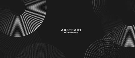 Abstract black background with white circle rings. vector