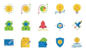 Financial Industry Line Icons Flat , Robot , Wallet, Startup vector