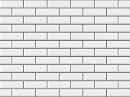 Subway tile pattern. Metro white ceramic bricks background. Vector realistic illustration.