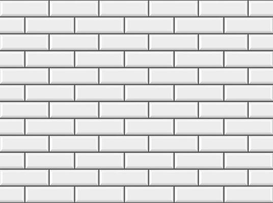 Subway tile pattern. Metro white ceramic bricks background. Vector realistic illustration.