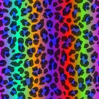 Neon leopard seamless pattern. Rainbow-colored spotted background. Vector animal print.