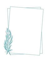 Rectangular frame with feather vector illustration
