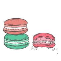 Several macaroons isolated object on white background vector