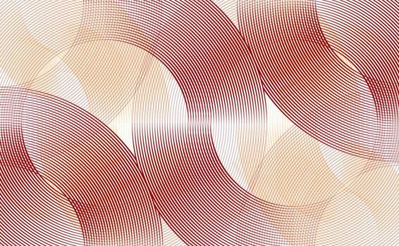 Abstract background with circles and curved lines in gold and red colors. Vector illustration