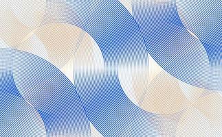 Abstract background with circles and curved lines in gold and blue colors. Vector illustration