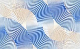 Abstract background with circles and curved lines in gold and blue colors. Vector illustration