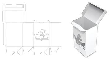 Auto lock flip box with rowing window die cut template vector