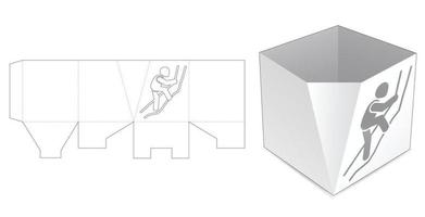 Chamfered stationery box with climbing window die cut template vector