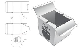 caja de dos volteretas con plantilla de troquelado de ventana de bolsa de navidad vector