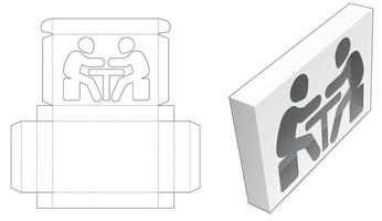 caja de embalaje de lata de cartón con plantilla troquelada de ventana de hombre de reunión vector