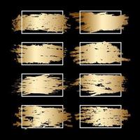 Set of gold paint brush strokes vector