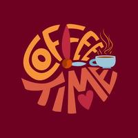 Coffee time cafeteria advertising phrase vector