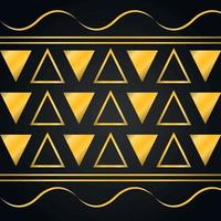 abstract luxury yellow gold seamless line waves triangle pattern black background vector