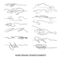 Vector grayscale modern set with hand drawn doodle abstract llustrations. Can be used as elements for design greeting cards, poster, card, packaging paper design