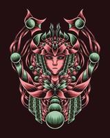 Artwork Illustration Abstract Monster With Many Grid Balls Vector