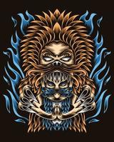 ilustración de arte humanos con habilidades de león vector