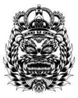 Artwork Illustration Abstract Creature With Engraving Line Art vector