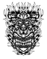 Artwork Illustration Scary Wild Creatures Black And White vector