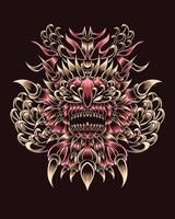 Artwork Illustration Abstract Creature With Engraving vector