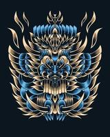 Artwork Illustration Abstract Creature With Engraving vector