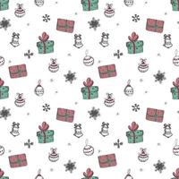 Navidad y feliz año nuevo de patrones sin fisuras con cajas de regalo. linda impresión navideña. vector