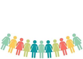 colorful paper woman chain background vector