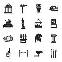 Museum icons set, simple style vector