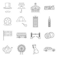 Great Britain set , outline style vector