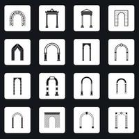 Arch icons set in simple style vector