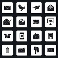 Email icons set, simple style vector