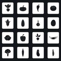 conjunto de iconos vegetales, estilo simple vector