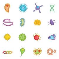 Virus icons set in cartoon style