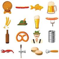 Oktoberfest icons set in cartoon style vector