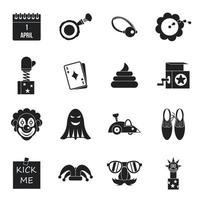 April fools day icons set, simple style vector